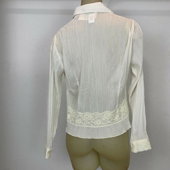 Coldwater Creek Blouse top Size X Small Ivory Crinkle lace New $69 - Picture 5 of 8